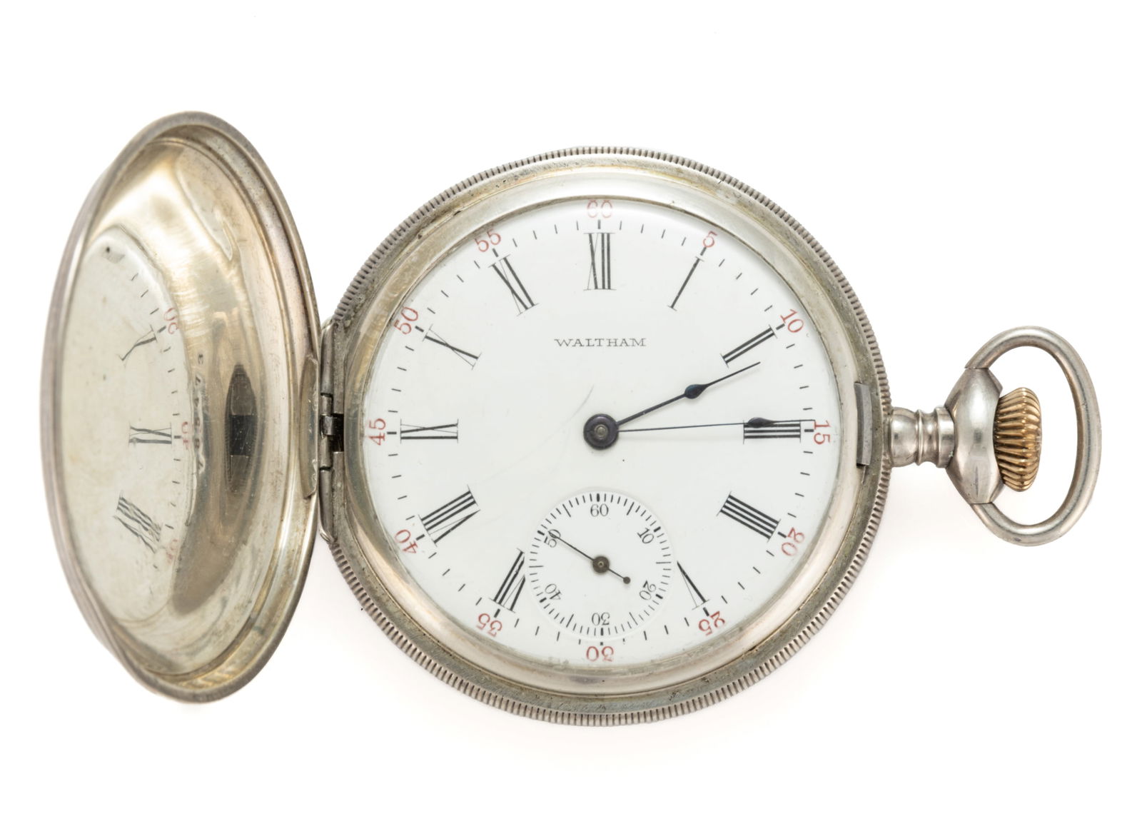 WALTHAM 15-JEWEL MODEL 1899 STERLING SILVER-CASED POCKET WATCH WITH STERLING WATCH CHAIN (1 of 4)