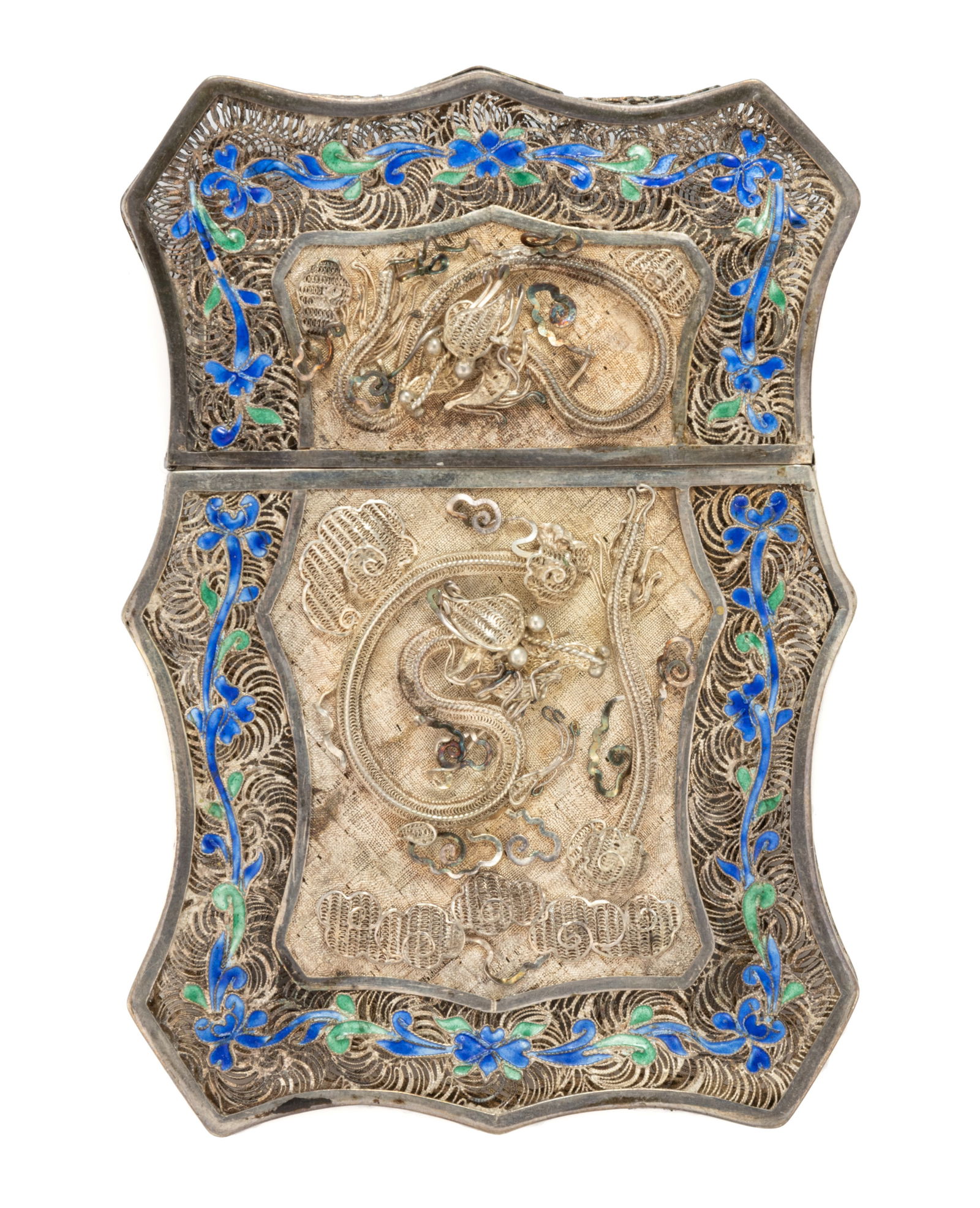 CHINESE EXPORT SILVER FILIGREE AND ENAMEL CARD CASE (1 of 3)
