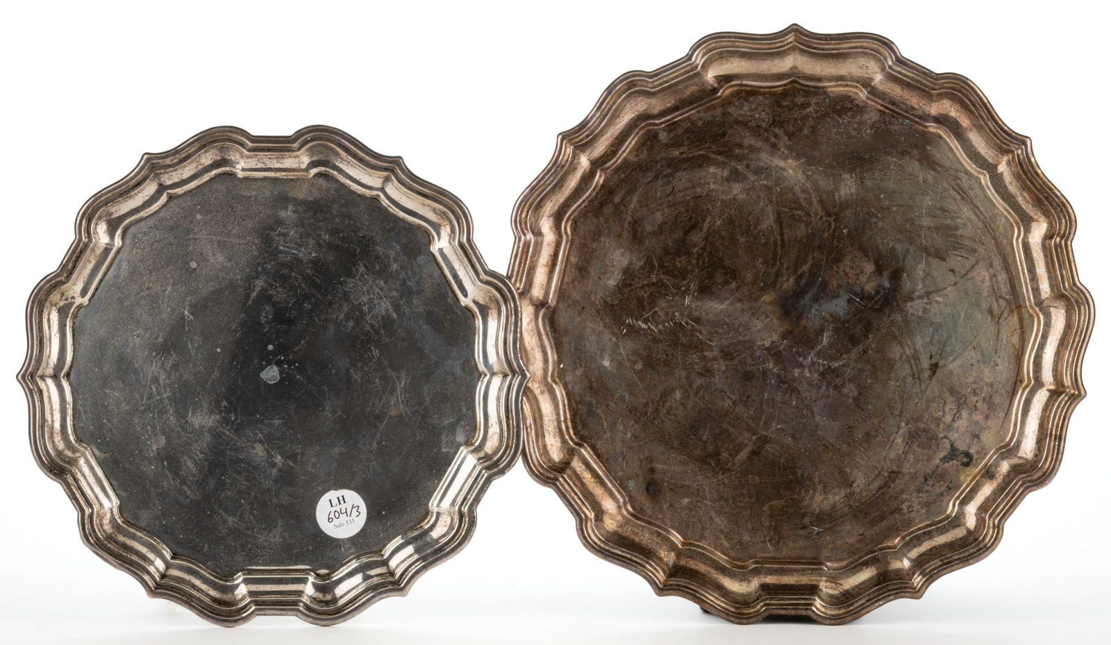 REED & BARTON "CHIPPENDALE" STERLING SILVER TRAYS, LOT OF TWO (1 of 2)