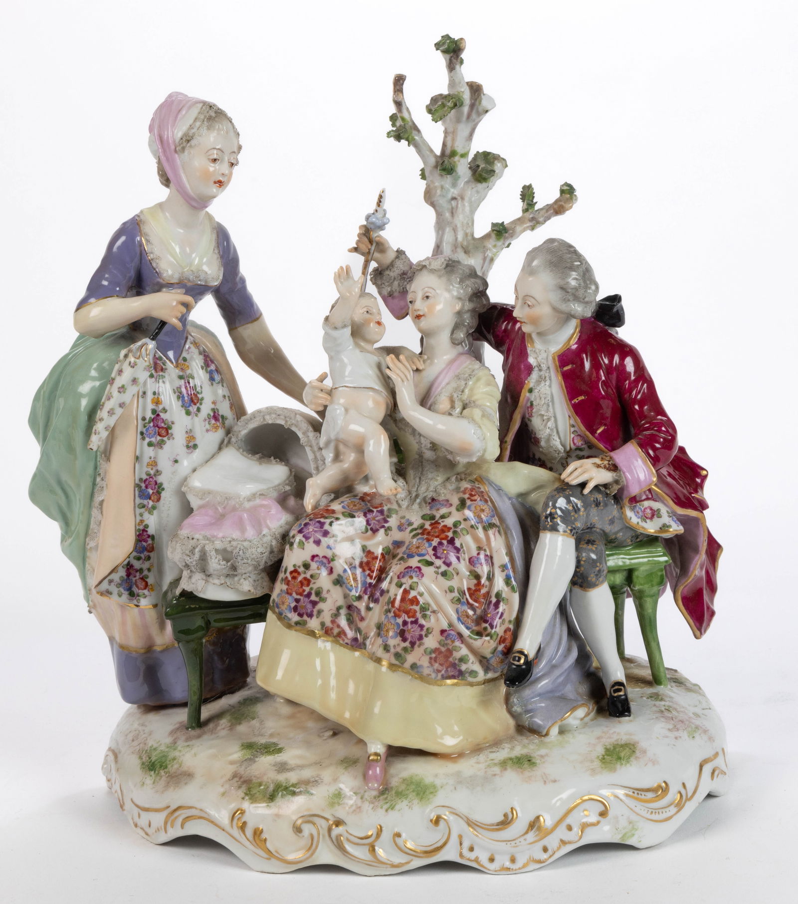 FRENCH SAMSON MEISSEN-STYLE PORCELAIN FAMILY FIGURAL GROUP (1 of 5)