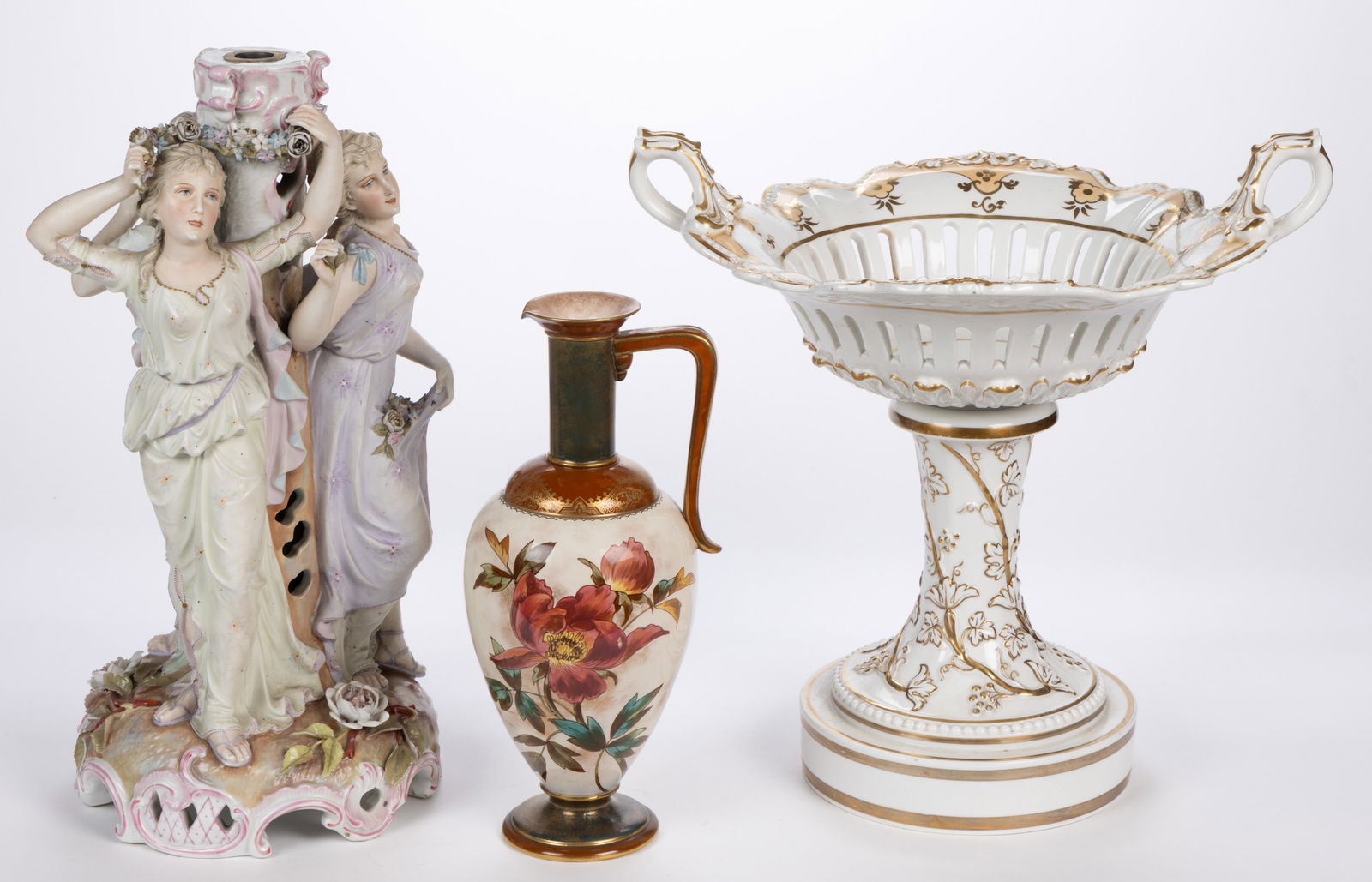 EUROPEAN PORCELAIN ARTICLES, LOT OF THREE (1 of 4)