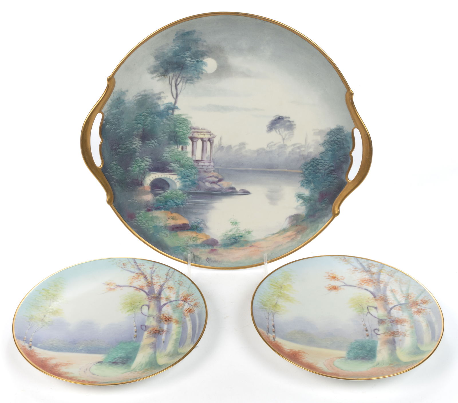 AMERICAN PICKARD-DECORATED PORCELAIN ARTICLES, LOT OF THREE (1 of 5)