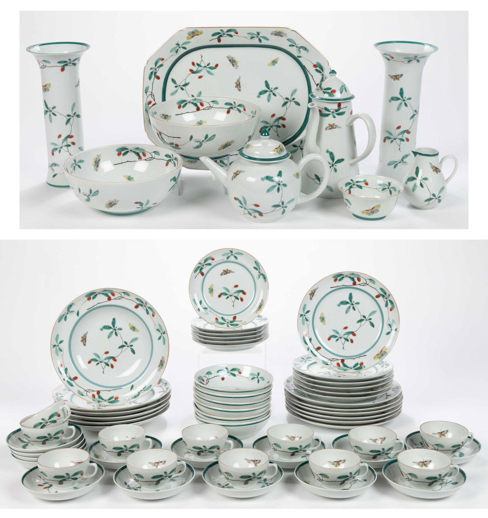 MOTTAHEDEH VISTA ALEGRE CHINESE-STYLE FAMILLE VERTE PORCELAIN 65-PIECE SET (1 of 3)