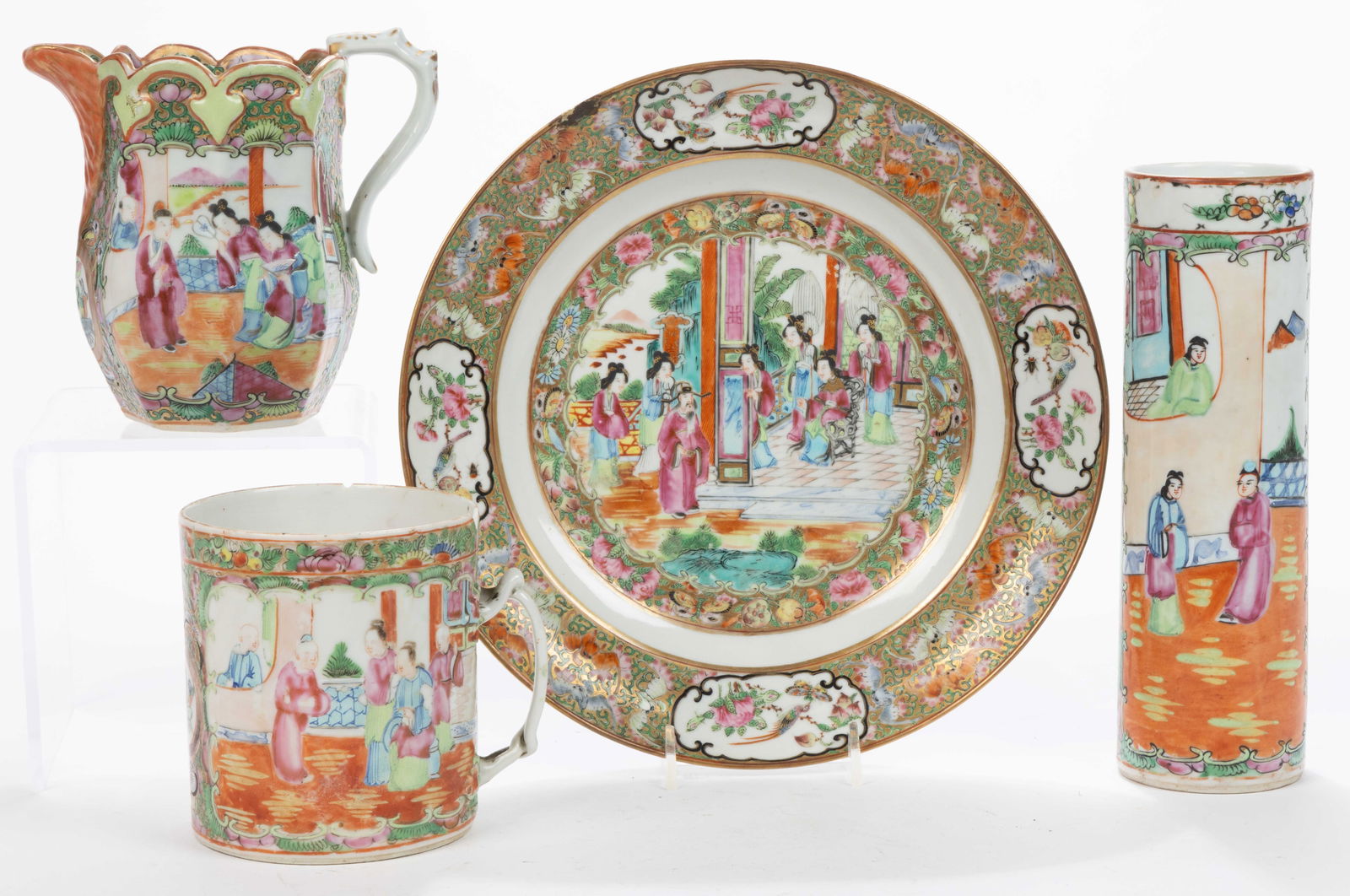 CHINESE EXPORT PORCELAIN FAMILLE ROSE / ROSE MEDALLION PORCELAIN ARTICLES, LOT OF FOUR (1 of 8)