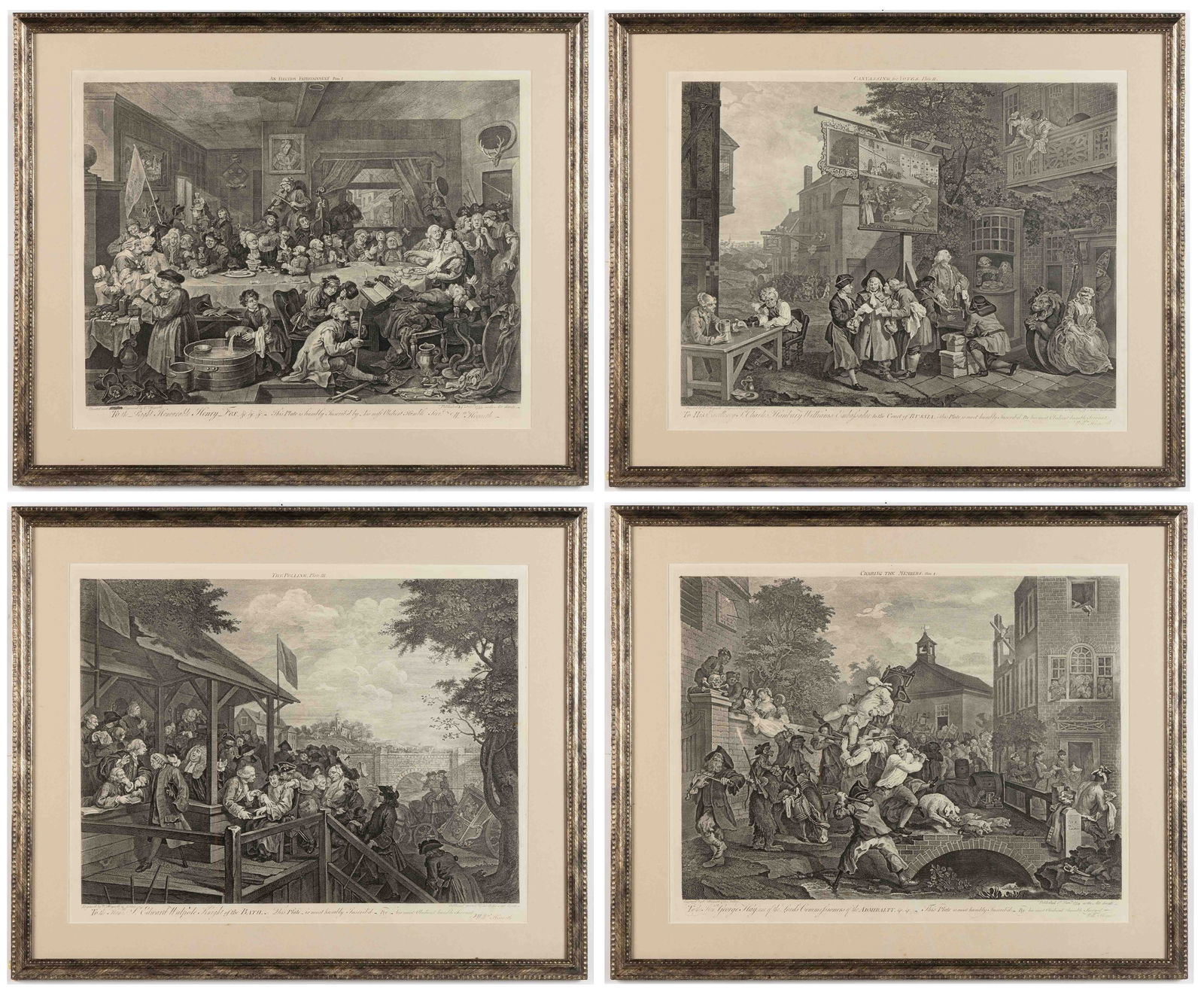 AFTER WILLIAM HOGARTH (ENGLISH, 1697-1764) ELECTION ENGRAVINGS, SET OF FOUR (1 of 6)