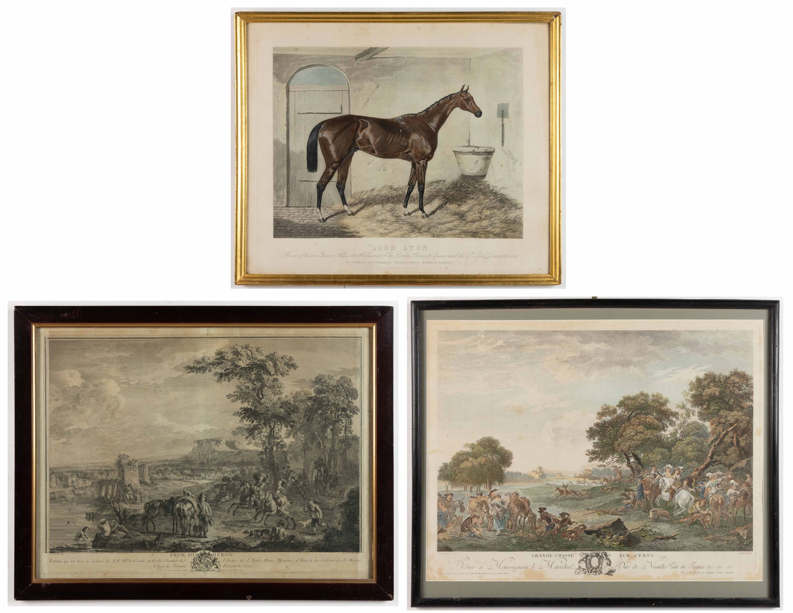 ASSORTED ANTIQUE EQUESTRIAN AND SPORTING THEMED ENGRAVINGS, LOT OF THREE (1 of 4)