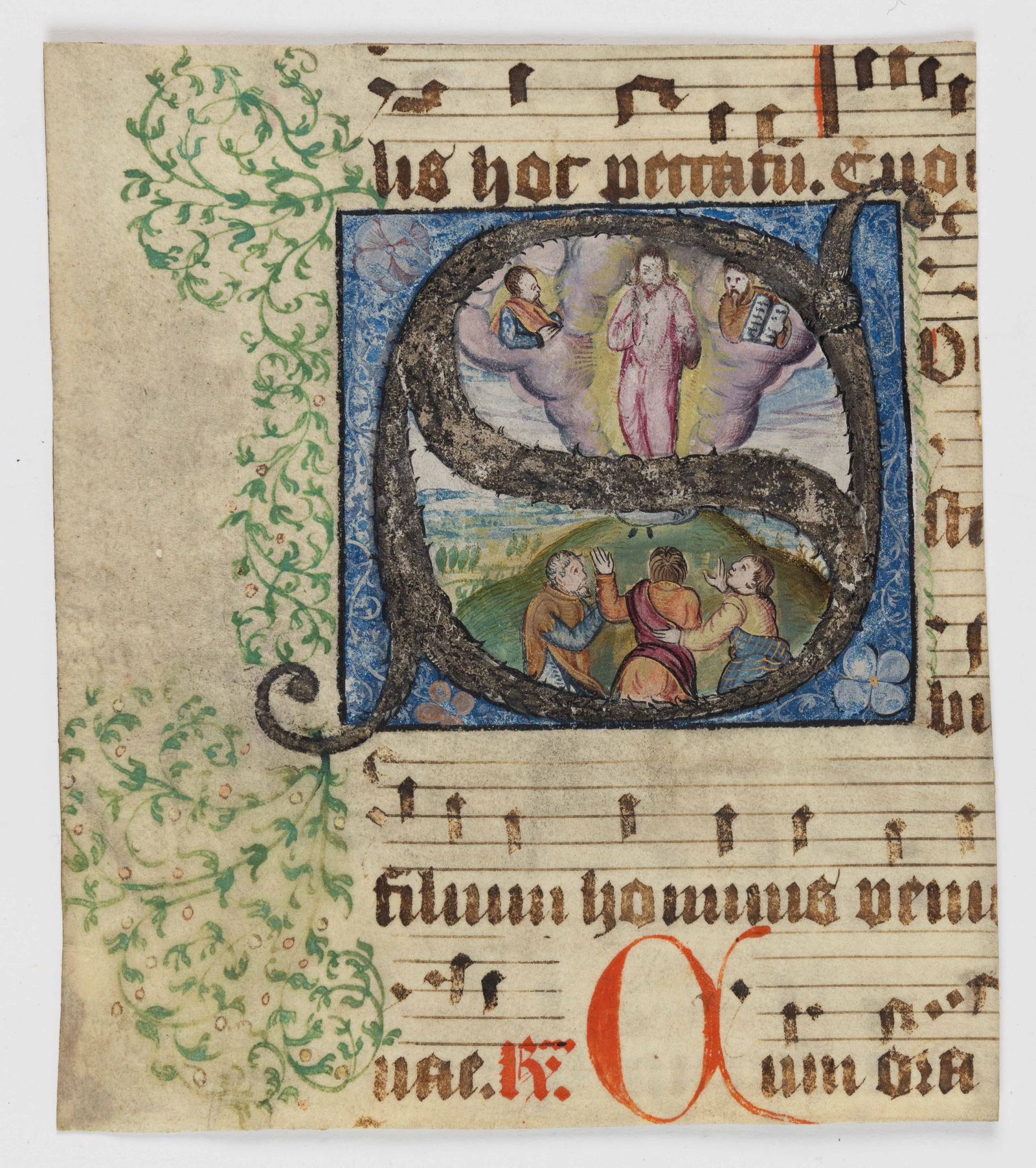 CONTINENTAL ILLUMINATED MANUSCRIPT RELIGIOUS SCENE ANTIPHONARY / GRADUAL CUTTING (1 of 2)