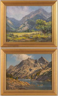 WILLIAM SCOTT JENNINGS (AMERICAN, B. 1952) LANDSCAPE PAINTINGS, LOT OF TWO: WILLIAM SCOTT JENNINGS (AMERICAN, B. 1952) LANDSCAPE PAINTINGS, LOT OF TWO, oil on various forms of artist's board, each depicting a natural scene in the Southwestern United States. Both are