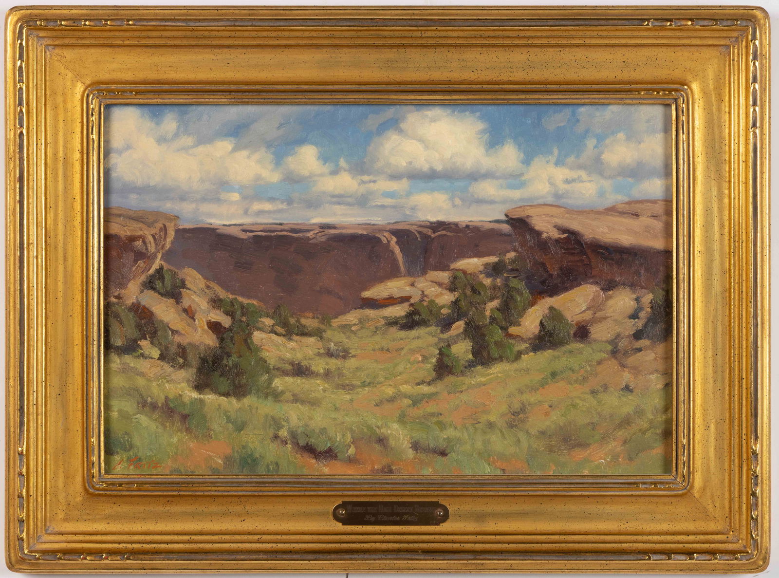 CHARLES FRITZ (AMERICAN, B. 1955) "WHERE THE HIGH DESERT BREAKS" LANDSCAPE PAINTING (1 of 2)