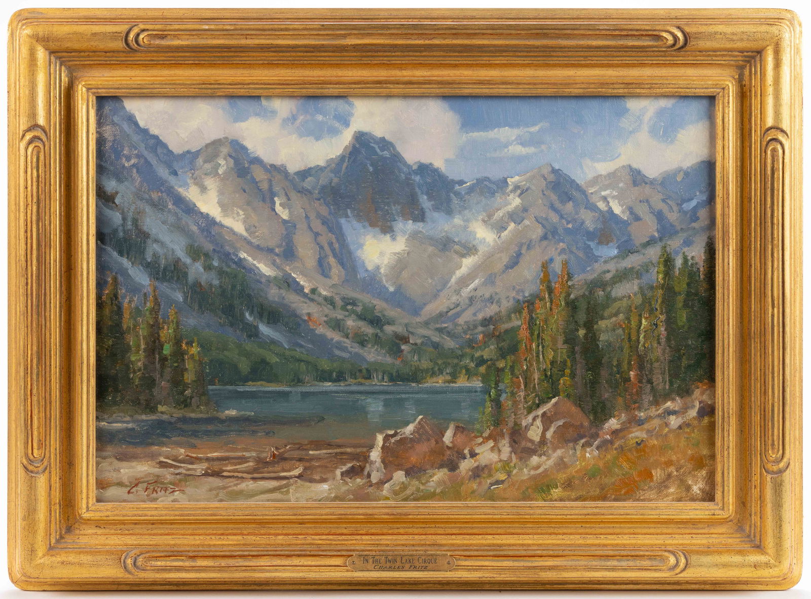 CHARLES FRITZ (AMERICAN, B. 1955) "IN THE TWIN LAKE CIRQUE" LANDSCAPE PAINTING (1 of 2)