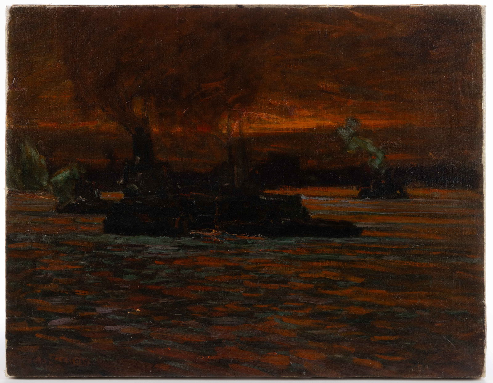 AMERICAN SCHOOL (20TH CENTURY) HARBOR SCENE (1 of 4)