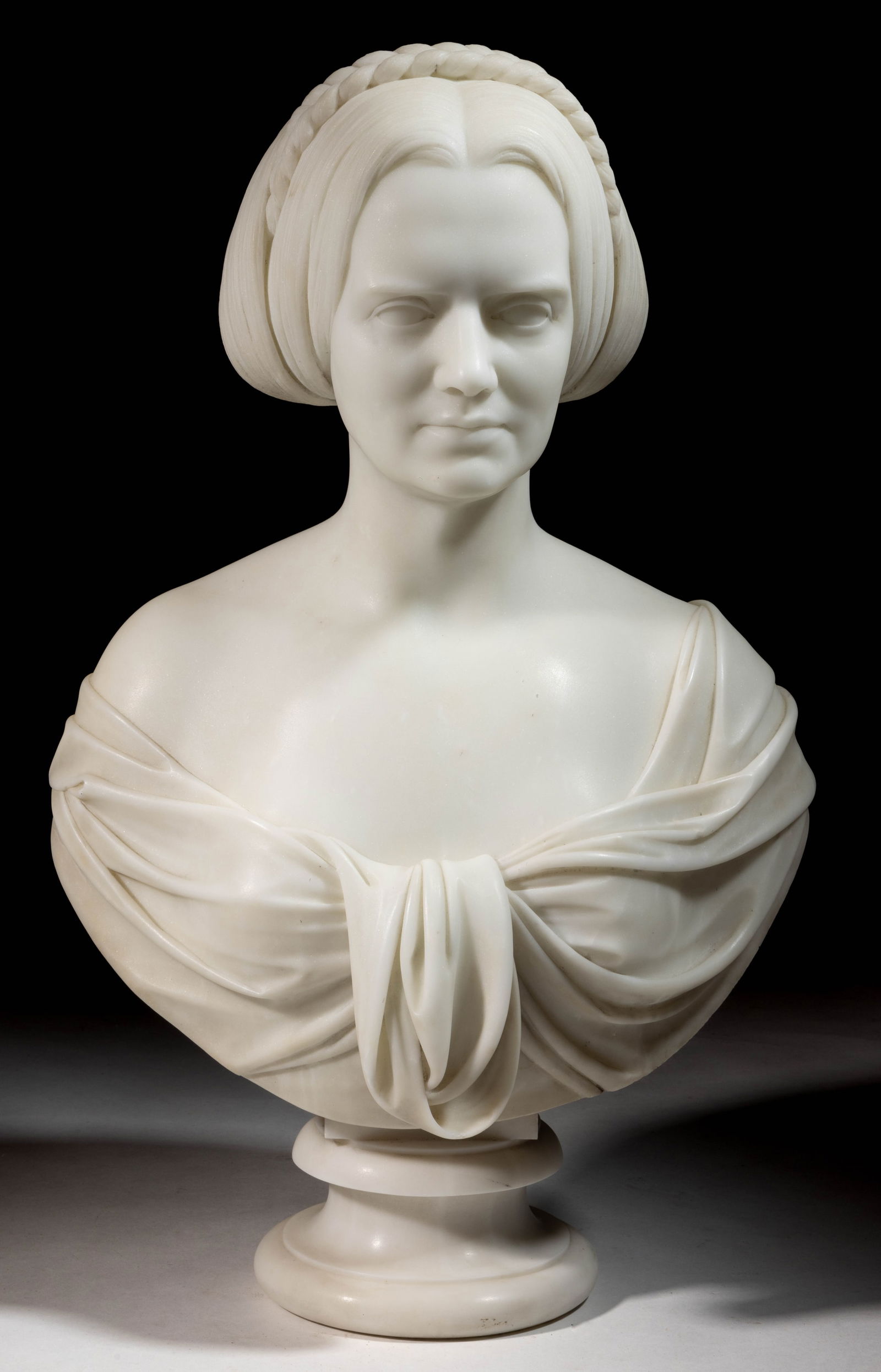 SHAKESPEARE WOOD (ITALIAN, 1827-1886) CARVED MARBLE BUST OF A LADY (1 of 4)