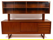 KURT OSTERVIG FOR K.P. MOBLER MID-CENTURY MODERN TEAKWOOD TWO-PIECE CREDENZA / SIDEBOARD