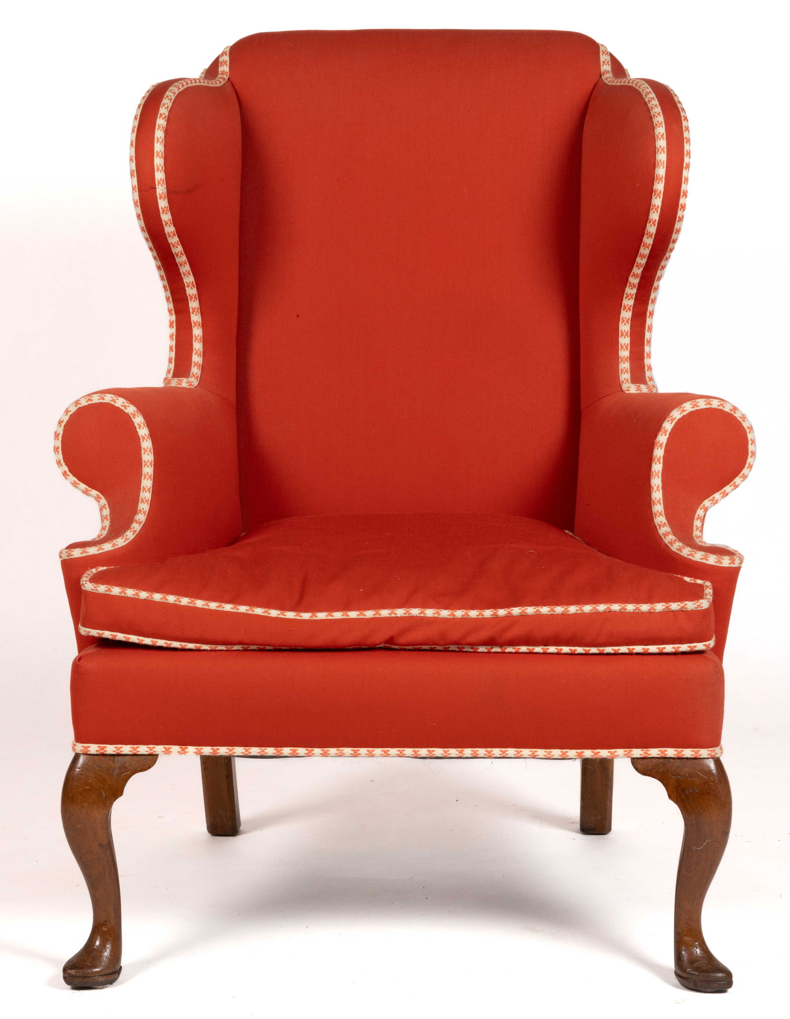 ENGLISH OR AMERICAN CHIPPENDALE-STYLE MAHOGANY WING-BACK EASY CHAIR (1 of 4)
