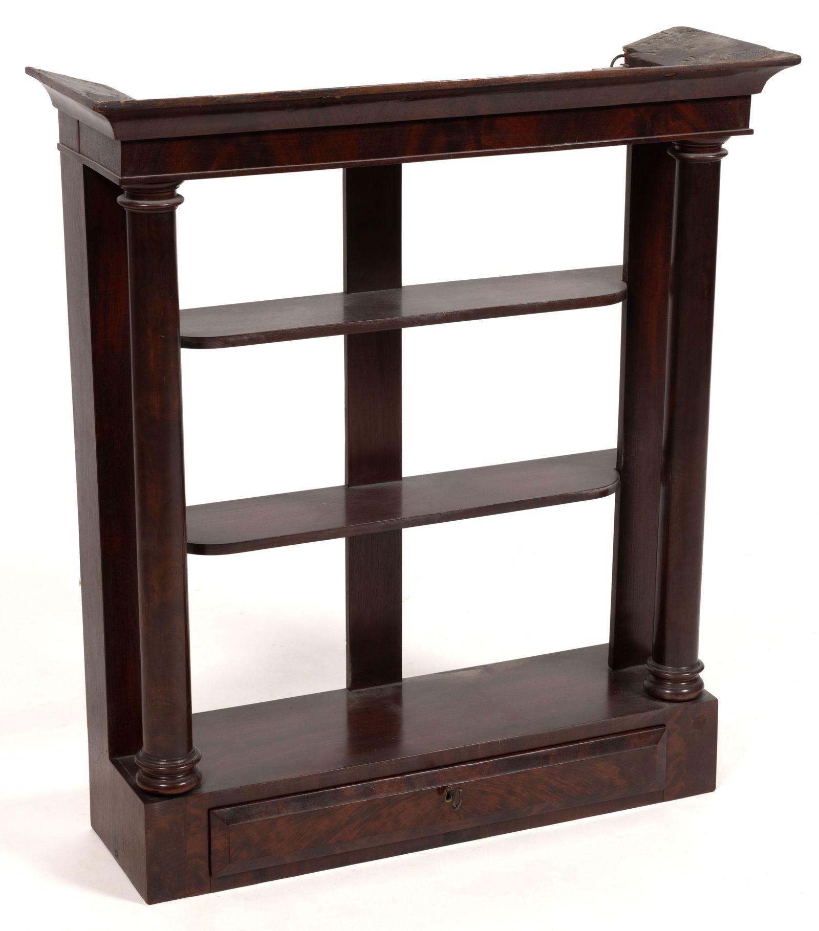 AMERICAN OR BRITISH CLASSICAL MAHOGANY HANGING SHELVES (1 of 3)