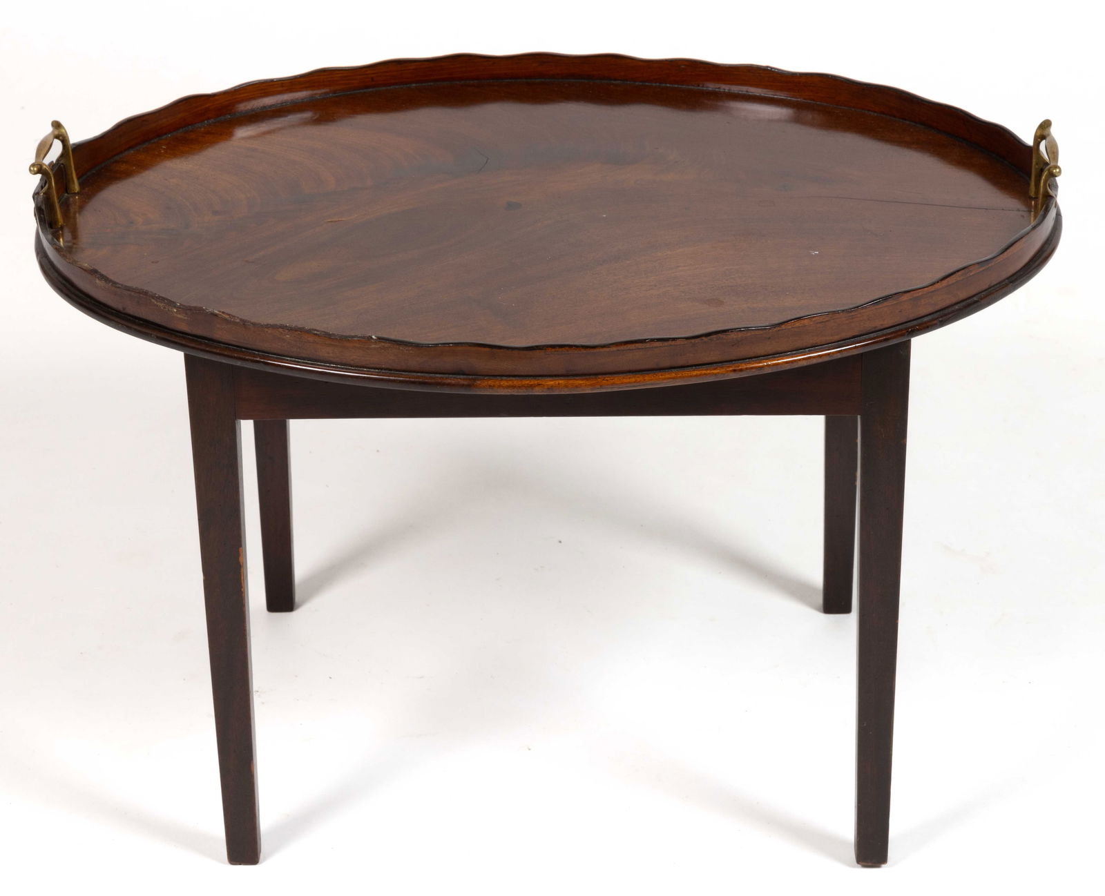 ENGLISH GEORGIAN MAHOGANY OVAL WAITER / TRAY ON STAND (1 of 5)