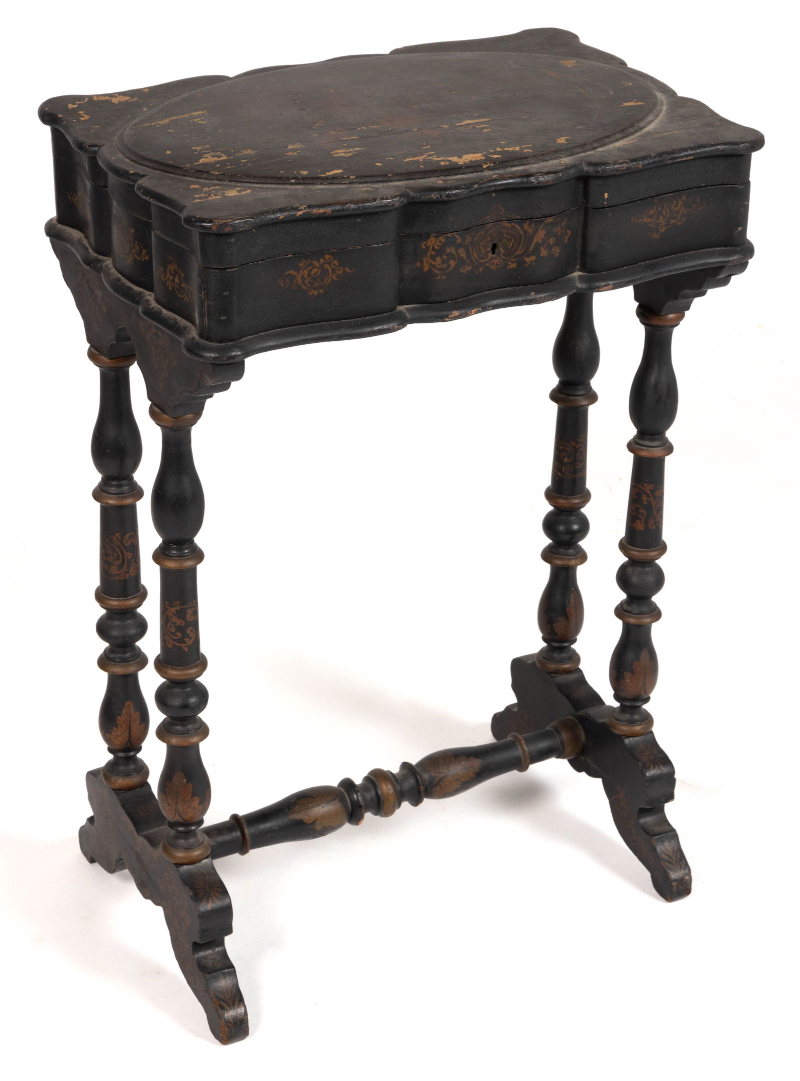 VICTORIAN PAINT-DECORATED SEWING STAND (1 of 6)