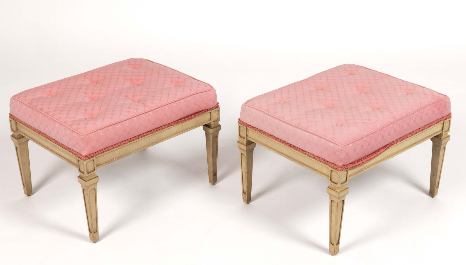 PAIR OF STEDMAN HOUSE CHARLOTTESVILLE, VIRGINIA FRENCH-STYLE UPHOLSTERED STOOLS (1 of 2)