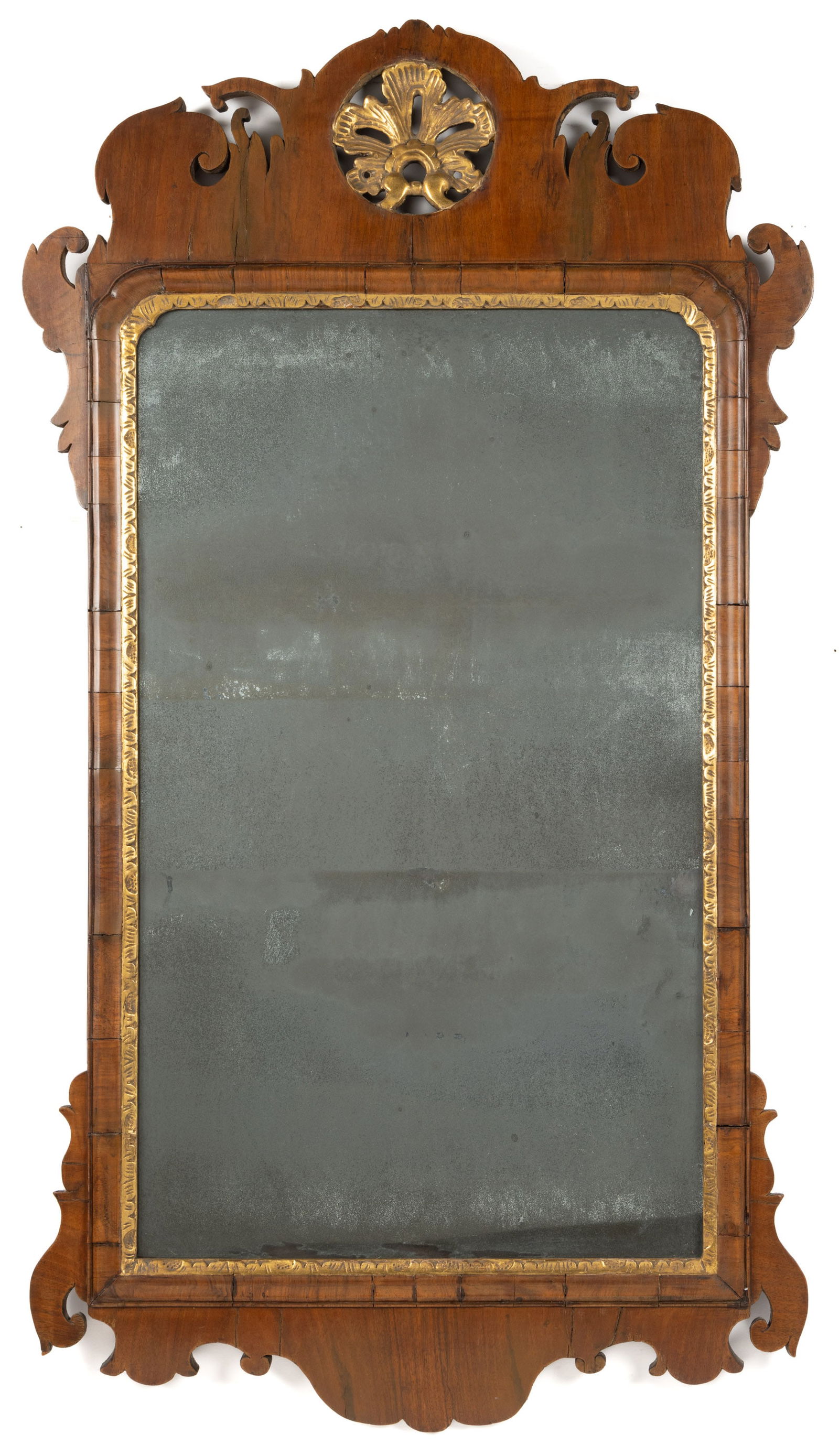 BRITISH GEORGE III MAHOGANY LOOKING GLASS / WALL MIRROR (1 of 5)