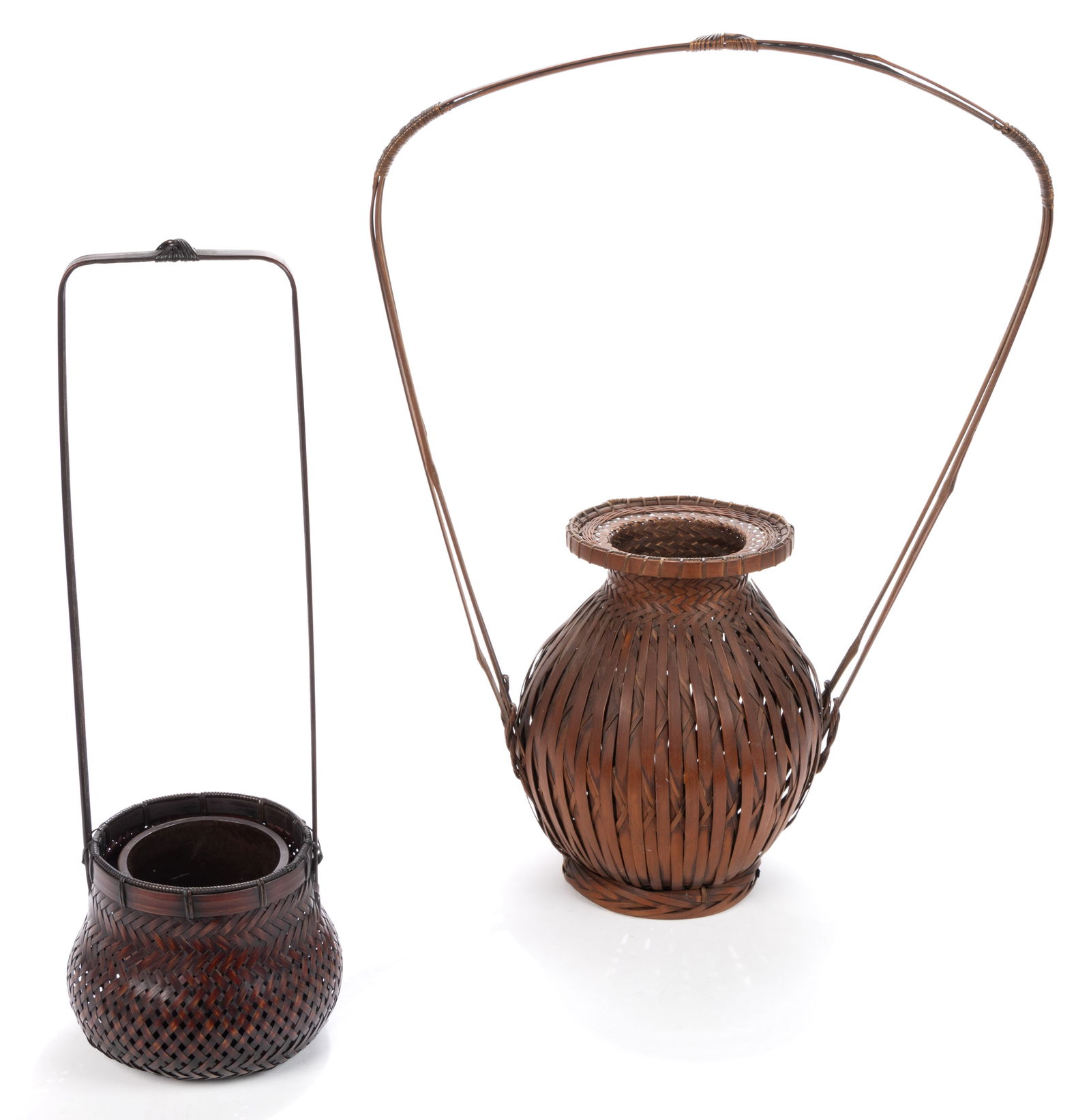 JAPANESE HANAKAGO / WOVEN IKEBANA FLOWER BASKETS, LOT OF TWO (1 of 4)