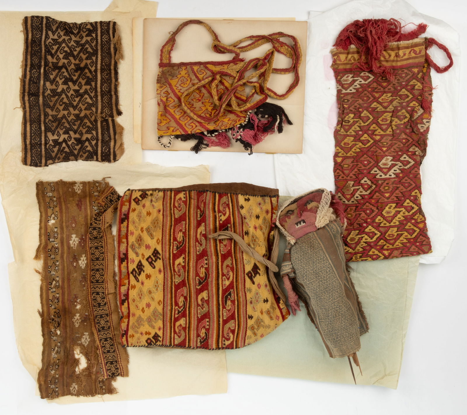 SOUTH AMERICAN, AND POSSIBLY OTHER, TEXTILE ARTICLES AND DOLL, LOT OF EIGHT (1 of 1)