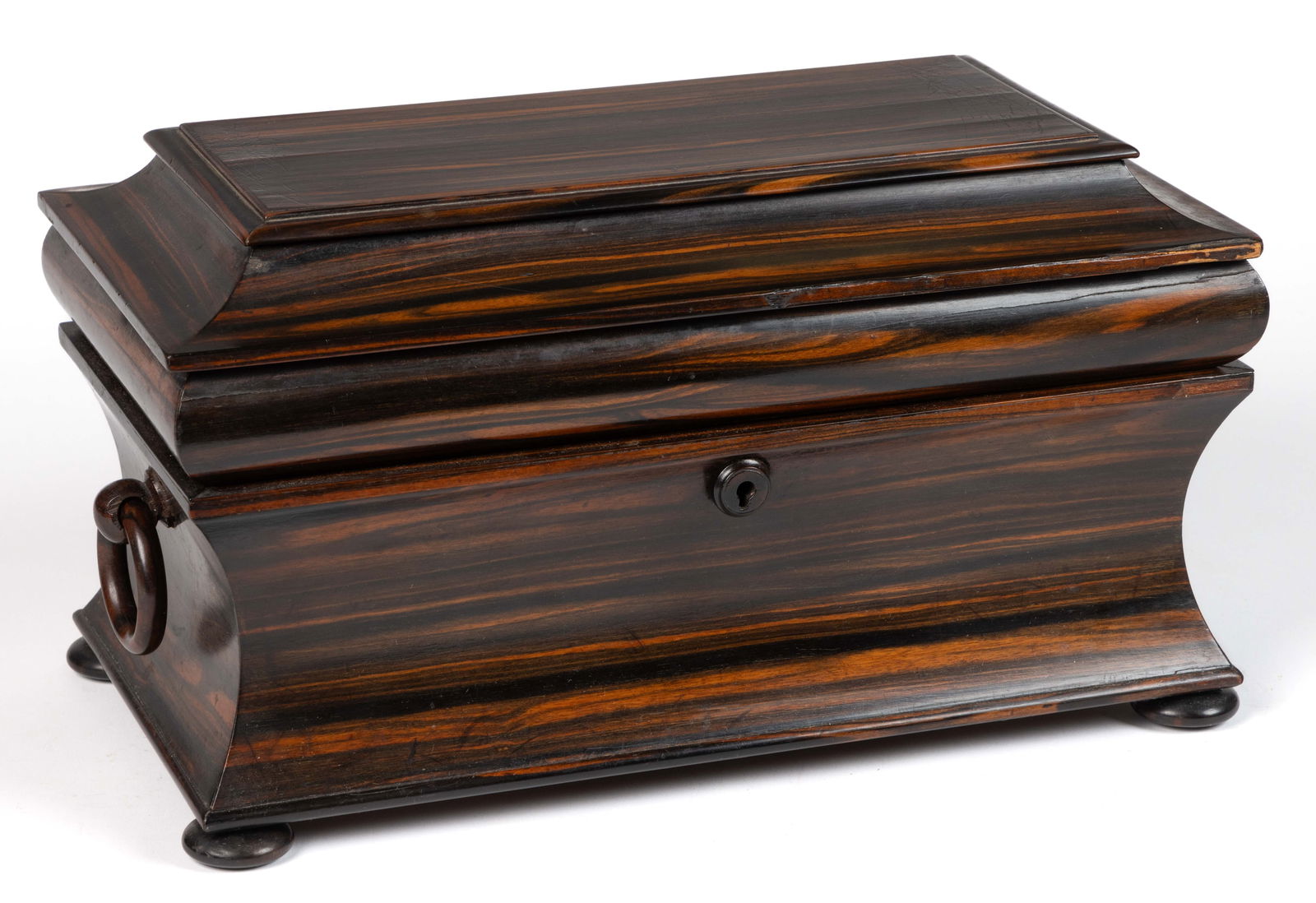 WILLIAM IV SARCOPHAGUS-FORM COROMANDEL TEA CADDY (1 of 8)