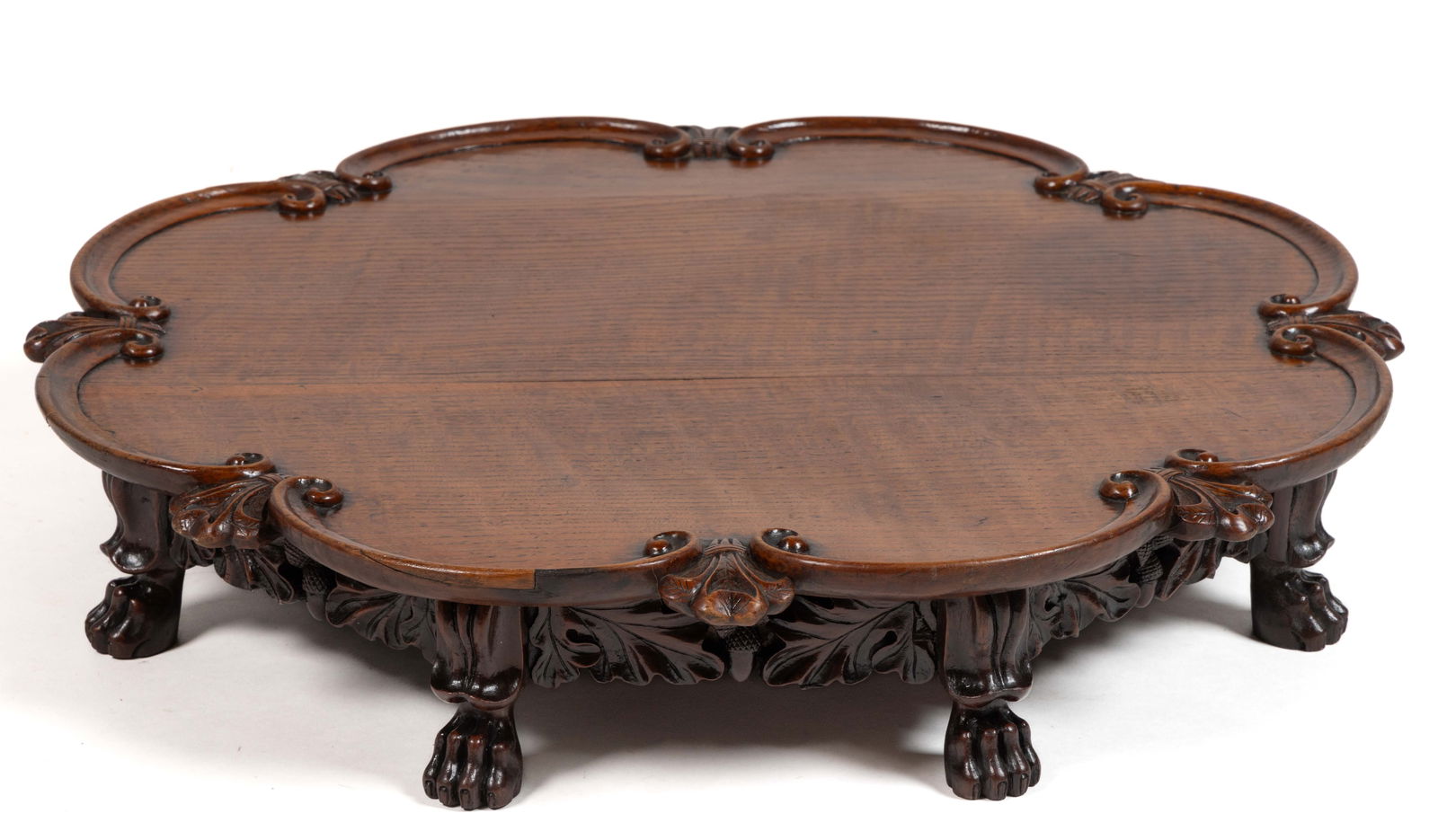 SCOTTISH VICTORIAN CARVED OAK LAZY SUSAN (1 of 3)