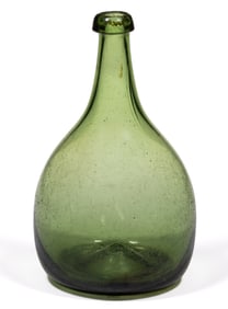 FREE-BLOWN SOUTH JERSEY TYPE CHESTNUT BOTTLE / FLASK