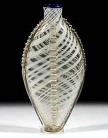 FREE-BLOWN AND SWIRL DECORATED GLASS FLASK