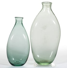 FREE-BLOWN GLASS FLASKS, LOT OF TWO