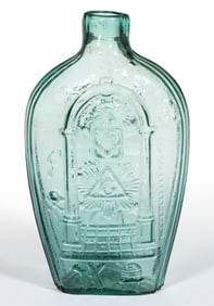GIV-1 MASONIC - EAGLE PICTORIAL / HISTORICAL FLASK