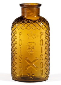 SKULL AND CROSSBONES EMBOSSED OVAL-FORM KO-1 POISON BOTTLE
