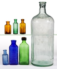 ASSORTED POISON BOTTLES, LOT OF SEVEN