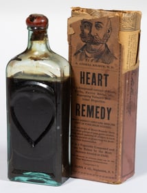 DR. KILMER'S HEART REMEDY, LABELED AND EMBOSSED PATENT MEDICINE BOTTLE