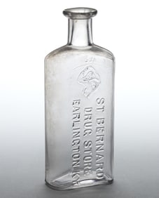 EARLINGTON, KENTUCKY EMBOSSED PICTORIAL MEDICINE / PHARMACY BOTTLE