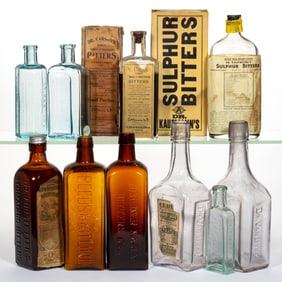 ASSORTED BITTERS / MEDICINE BOTTLES, LOT OF TEN