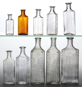 KENTUCKY EMBOSSED MEDICINE / PHARMACY BOTTLES, LOT OF TEN