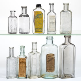 ASSORTED LABELED OR EMBOSSED TENNESSEE PATENT MEDICINE BOTTLES, LOT OF TEN