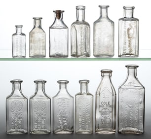 KENTUCKY EMBOSSED MEDICINE / PHARMACY BOTTLES, LOT OF 12