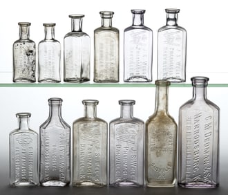 KENTUCKY EMBOSSED MEDICINE / PHARMACY BOTTLES, LOT OF 12