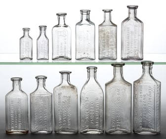 KENTUCKY EMBOSSED MEDICINE / PHARMACY BOTTLES, LOT OF 12