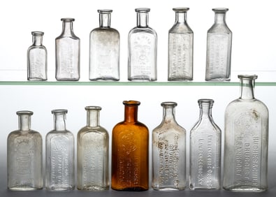 KENTUCKY EMBOSSED MEDICINE / PHARMACY BOTTLES, LOT OF 13