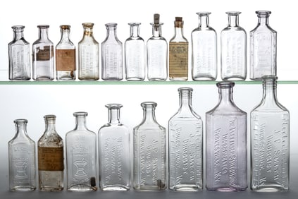KENTUCKY EMBOSSED MEDICINE / PHARMACY BOTTLES, LOT OF 19