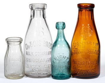 ASSORTED ANTIQUE GLASS BOTTLES, LOT OF FOUR