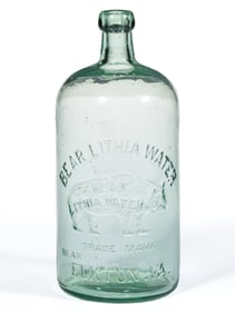 BEAR LITHIA SPRINGS, ELKTON, VIRGINIA EMBOSSED PICTORIAL MINERAL WATER BOTTLE