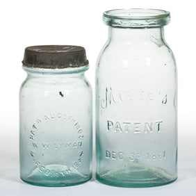 ASSORTED EMBOSSED FRUIT JARS, LOT OF TWO
