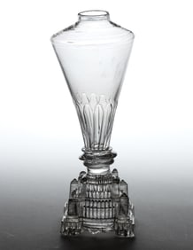 PATTERN-MOLDED AND PRESSED WHALE OIL / FLUID STAND LAMP