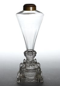 PATTERN-MOLDED AND PRESSED WHALE OIL / FLUID STAND LAMP
