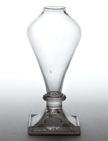 FREE-BLOWN AND PRESSED LACY WHALE OIL / FLUID STAND LAMP