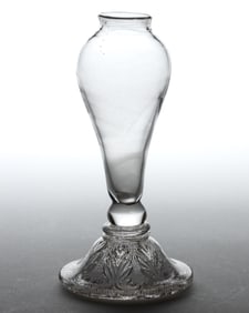 FREE-BLOWN AND PRESSED LACY WHALE OIL / FLUID STAND LAMP
